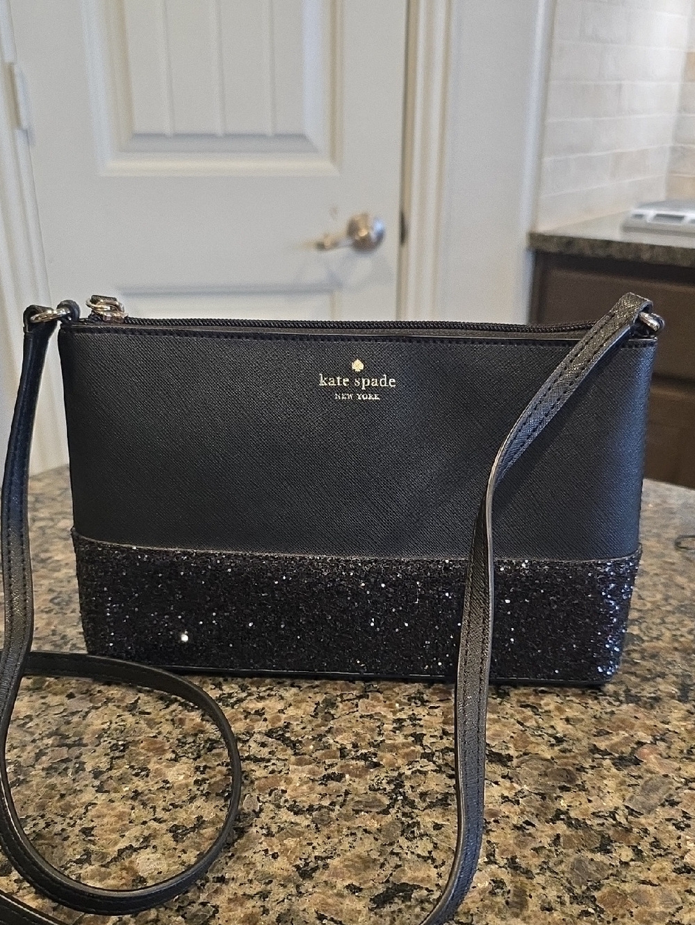 Kate Spade Black Glitter Crossbody Bag